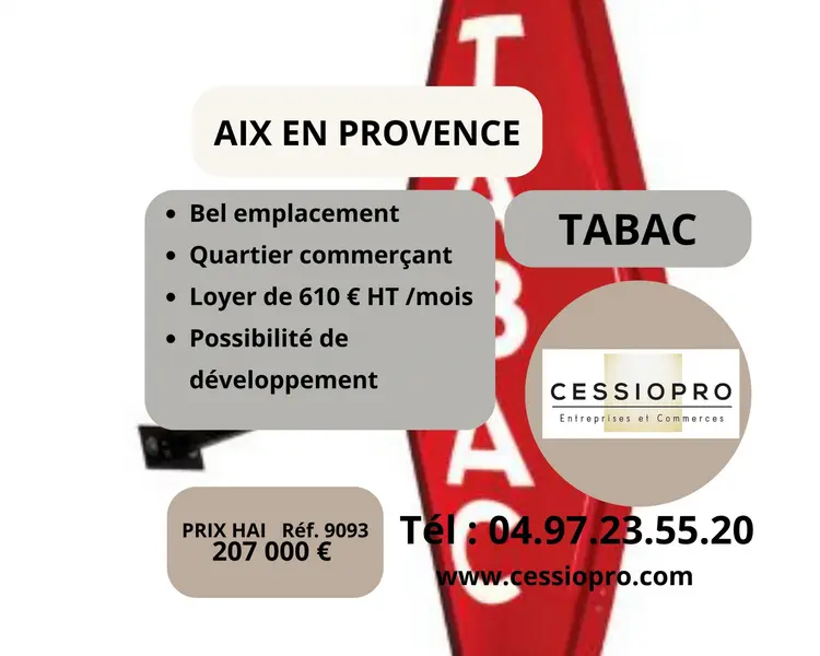 Tabac Bimbeloteries à développer, à deux pas du centre-ville d’AIX EN PROVENCE