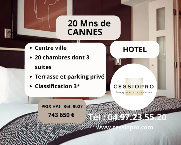 Hôtel d’une vingtaine de chambre 20mns de Cannes