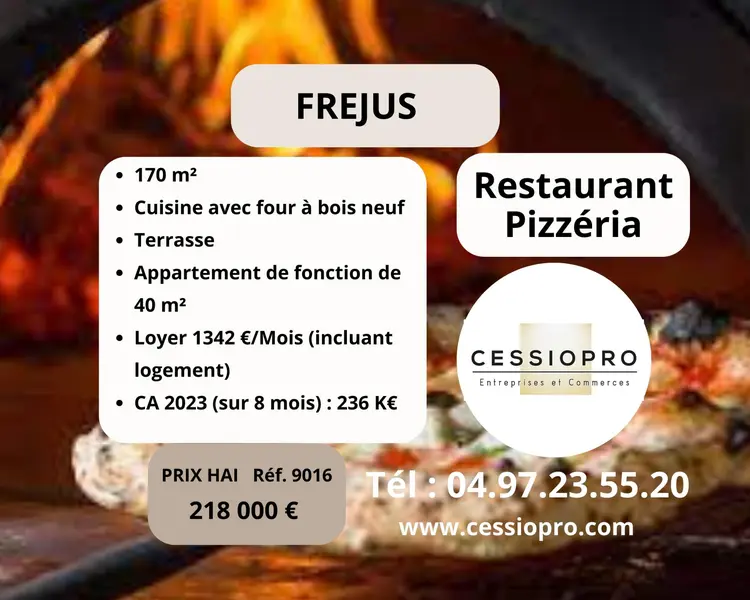 Restaurant Pizzeria Saint Raphaël  Fréjus CA 277.000€