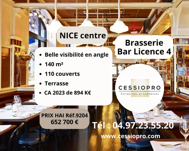 BRASSERIE BAR LICENCE 4 / CA 894 000€  NICE CENTRE