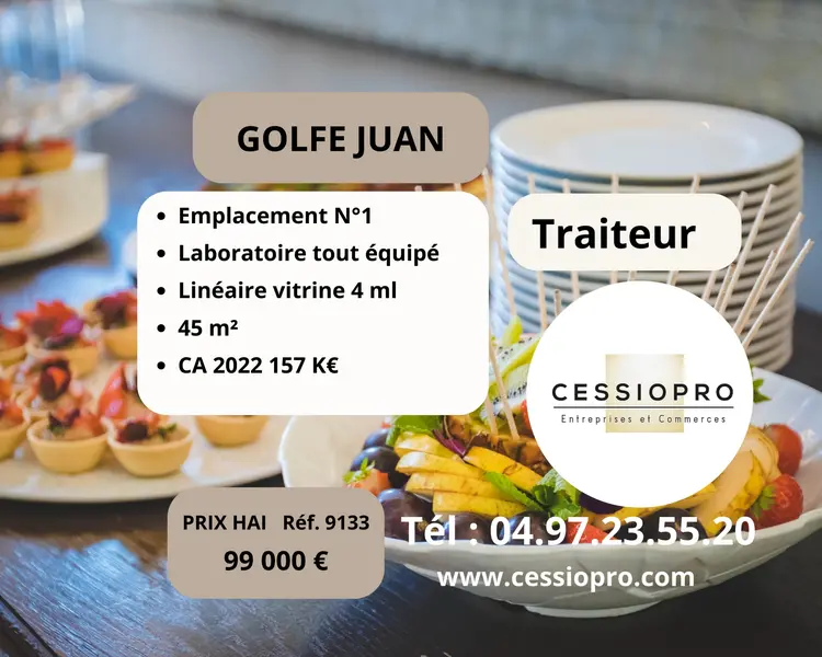 Traiteur, Golfe Juan, emplacement No1, idéal couple professionnel