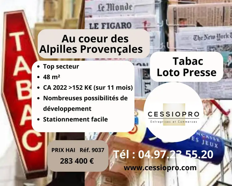 Très beau Tabac Loto Presse à développer ! Au cœur des Alpilles Provençales…