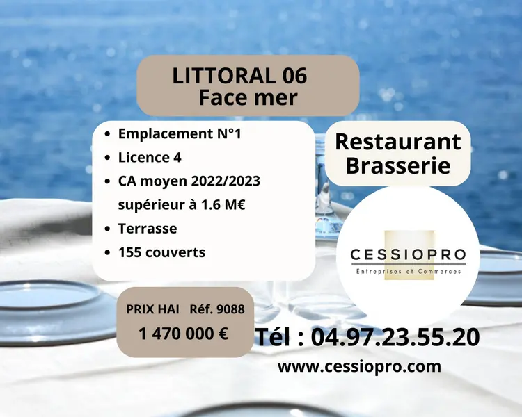 LITTORAL 06 - RESTAURANT BRASSERIE LICENCE IV - FACE A LA MER